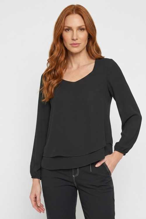 BLUSA GLORIA MANGA LONGA PRETO