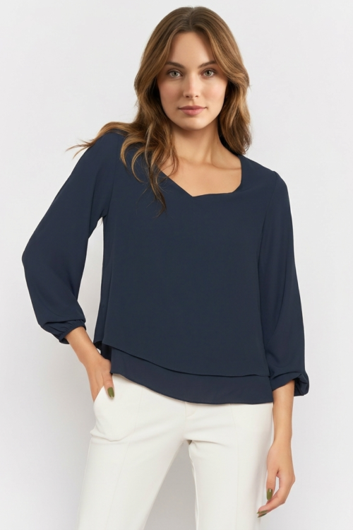 BLUSA GLORIA MANGA LONGA MARINHO