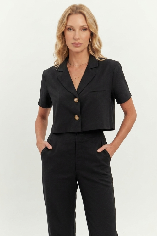 BLAZER CROP VICENTINA PRETO